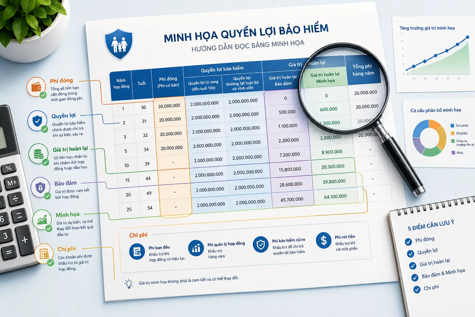 Bảng minh họa bảo hiểm cần đọc những dòng nào
